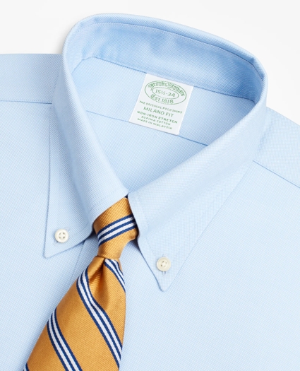 Stretch Milano Slim-Fit Dress Shirt, Non-Iron Royal Oxford Button-Down Collar, image 2