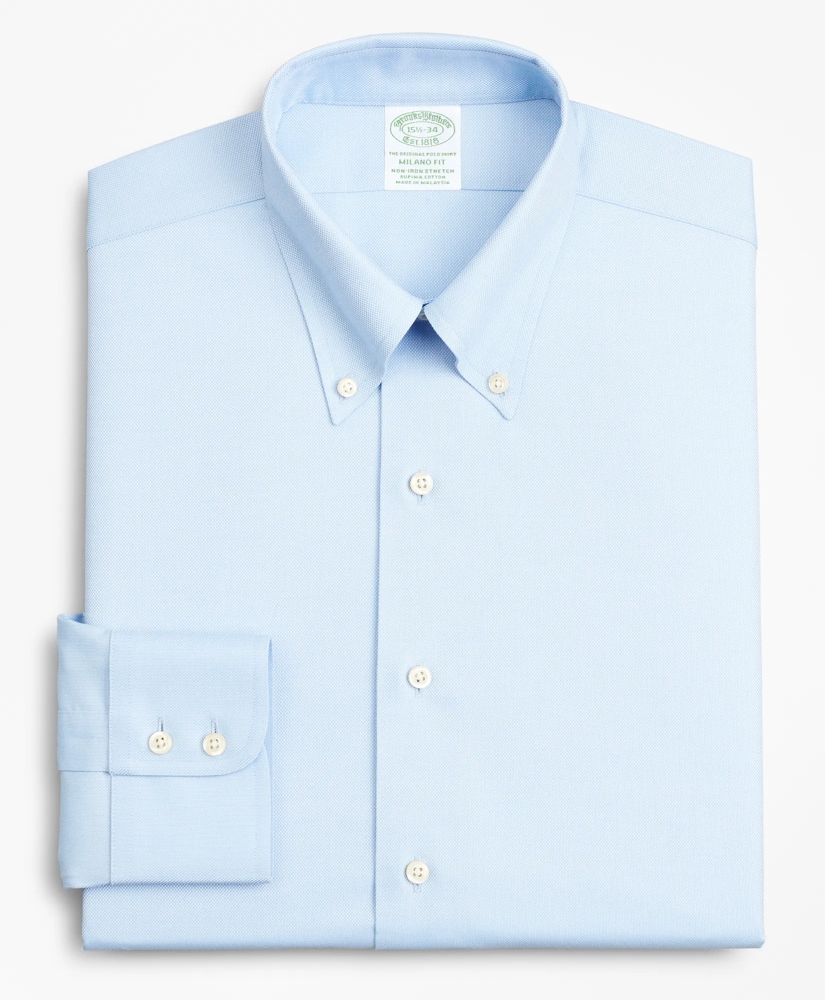 Stretch Milano Slim-Fit Dress Shirt, Non-Iron Royal Oxford Button-Down Collar, image 4