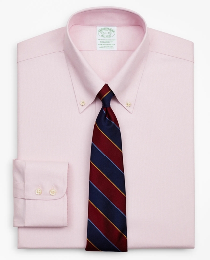 Stretch Milano Slim-Fit Dress Shirt, Non-Iron Royal Oxford Button-Down Collar, image 1