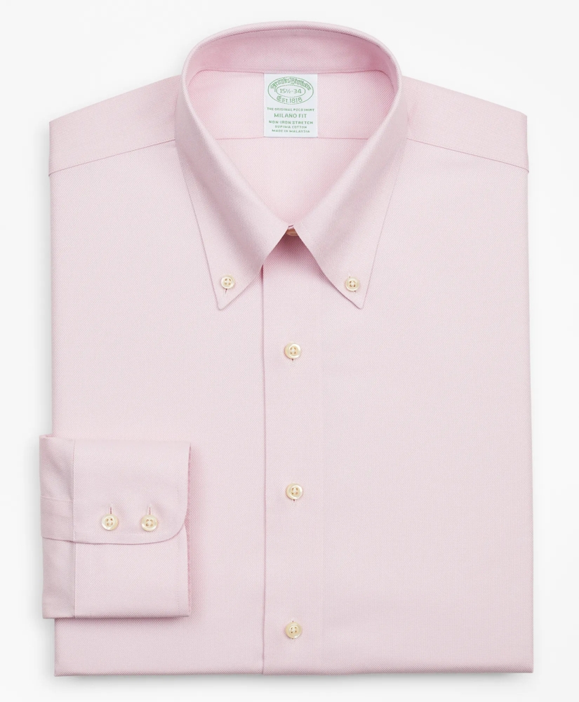 Stretch Milano Slim-Fit Dress Shirt, Non-Iron Royal Oxford Button-Down Collar, image 4
