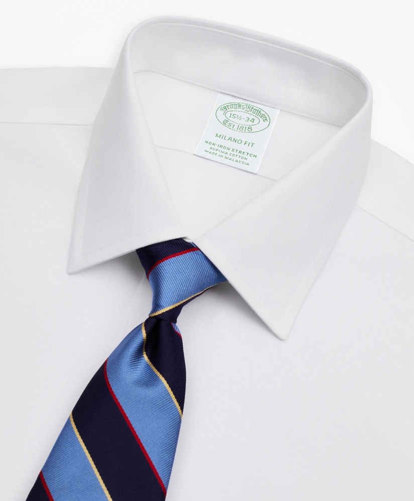 Stretch Milano Slim-Fit Dress Shirt, Non-Iron Royal Oxford Ainsley Collar, image 2