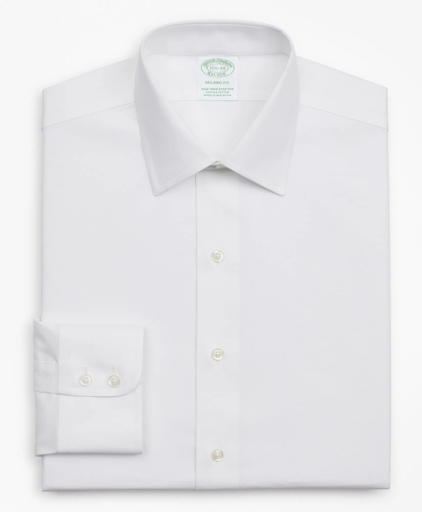 Stretch Milano Slim-Fit Dress Shirt, Non-Iron Royal Oxford Ainsley Collar, image 4