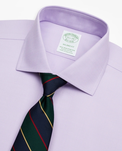 Stretch Milano Slim-Fit Dress Shirt, Non-Iron Royal Oxford English Collar, image 2