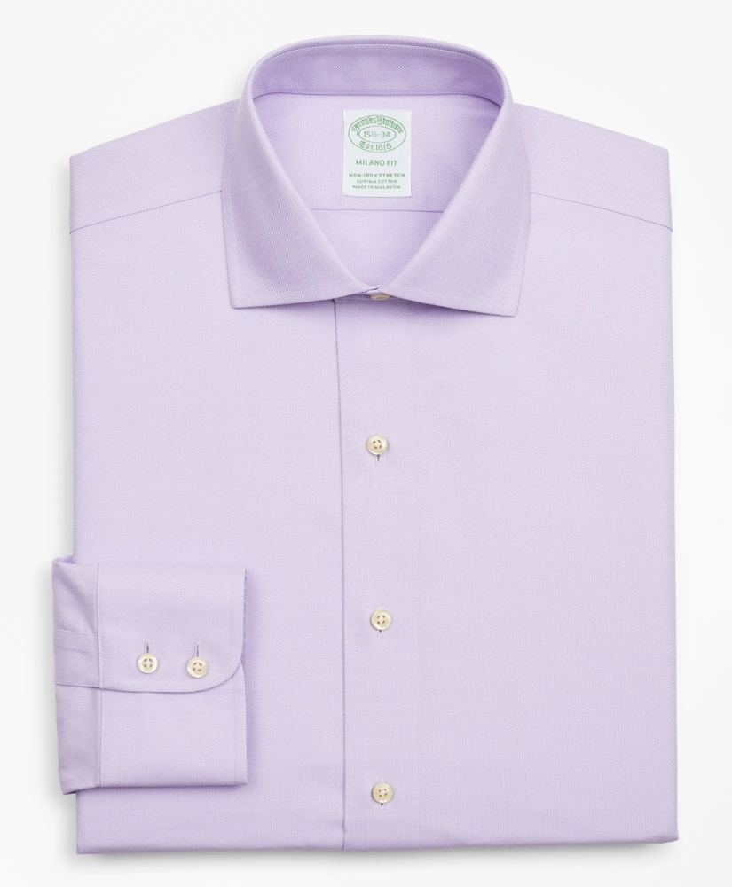 Stretch Milano Slim-Fit Dress Shirt, Non-Iron Royal Oxford English Collar, image 4
