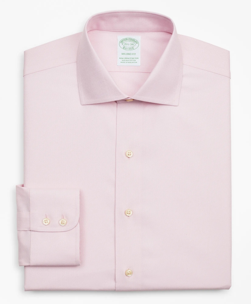 Stretch Milano Slim-Fit Dress Shirt, Non-Iron Royal Oxford English Collar, image 4