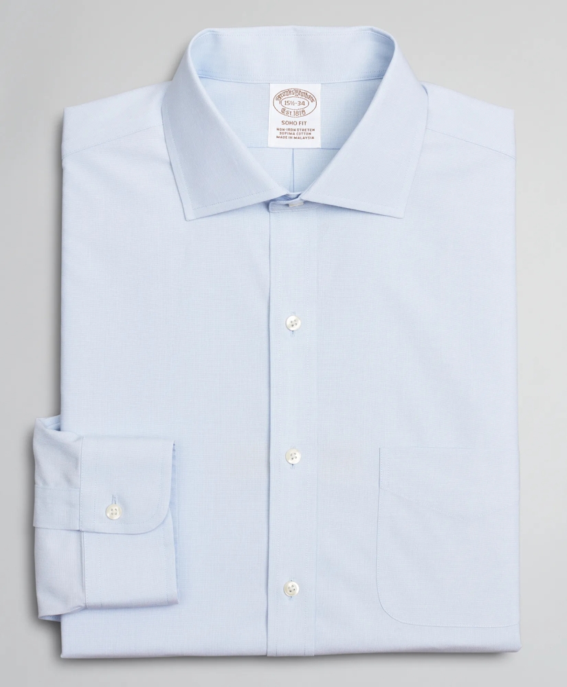 Stretch Soho Extra-Slim-Fit Dress Shirt, Non-Iron Poplin English Collar End-on-End, image 4