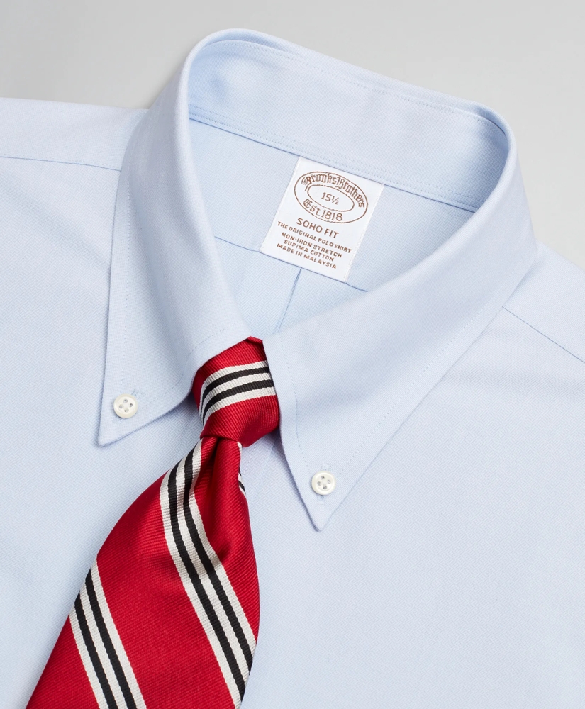 Stretch Soho Extra-Slim-Fit Dress Shirt, Non-Iron Poplin End-on-End Short-Sleeve, image 2