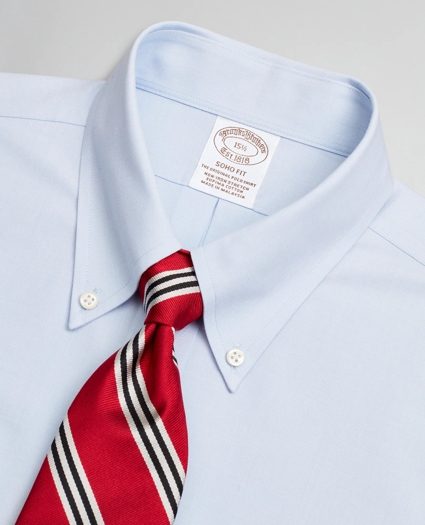 Stretch Soho Extra-Slim-Fit Dress Shirt, Non-Iron Poplin End-on-End Short-Sleeve, image 2