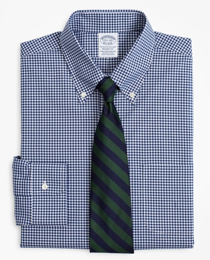 Stretch Regent Regular-Fit  Dress Shirt, Non-Iron Poplin Button-Down Collar Gingham, image 1