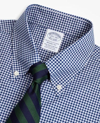 Stretch Regent Regular-Fit  Dress Shirt, Non-Iron Poplin Button-Down Collar Gingham, image 2