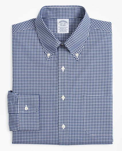 Stretch Regent Regular-Fit  Dress Shirt, Non-Iron Poplin Button-Down Collar Gingham, image 4