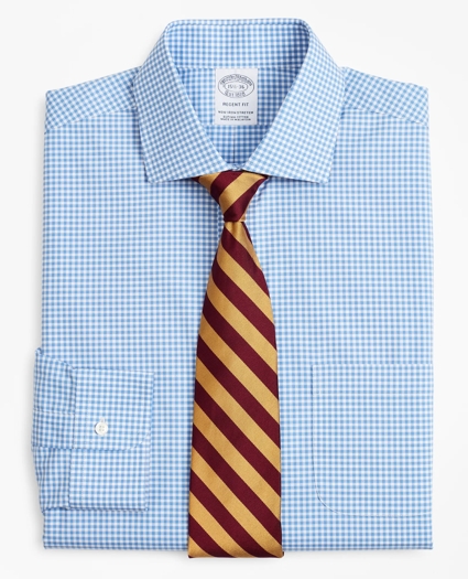 Stretch Regent Regular-Fit  Dress Shirt, Non-Iron Poplin English Collar Gingham, image 1