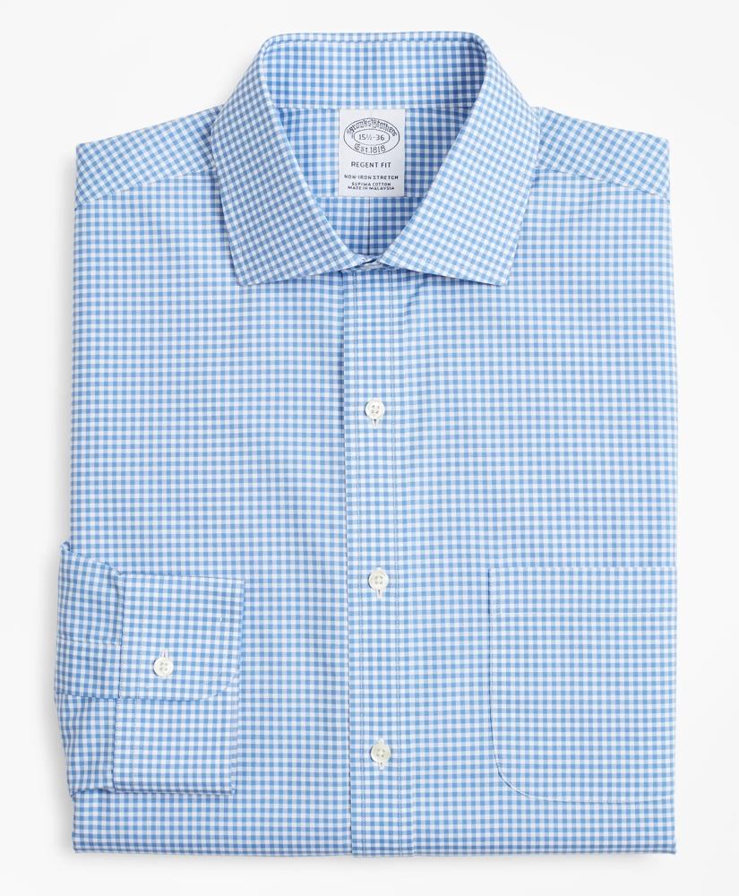 Stretch Regent Regular-Fit  Dress Shirt, Non-Iron Poplin English Collar Gingham, image 4