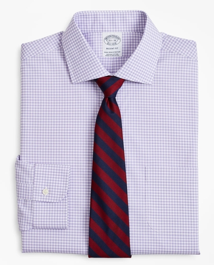 Stretch Regent Regular-Fit  Dress Shirt, Non-Iron Poplin English Collar Gingham, image 1