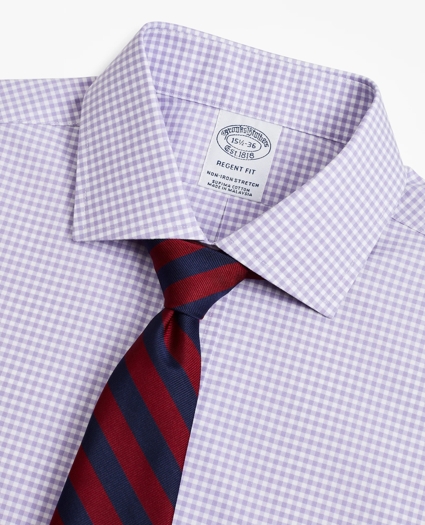 Stretch Regent Regular-Fit  Dress Shirt, Non-Iron Poplin English Collar Gingham, image 2