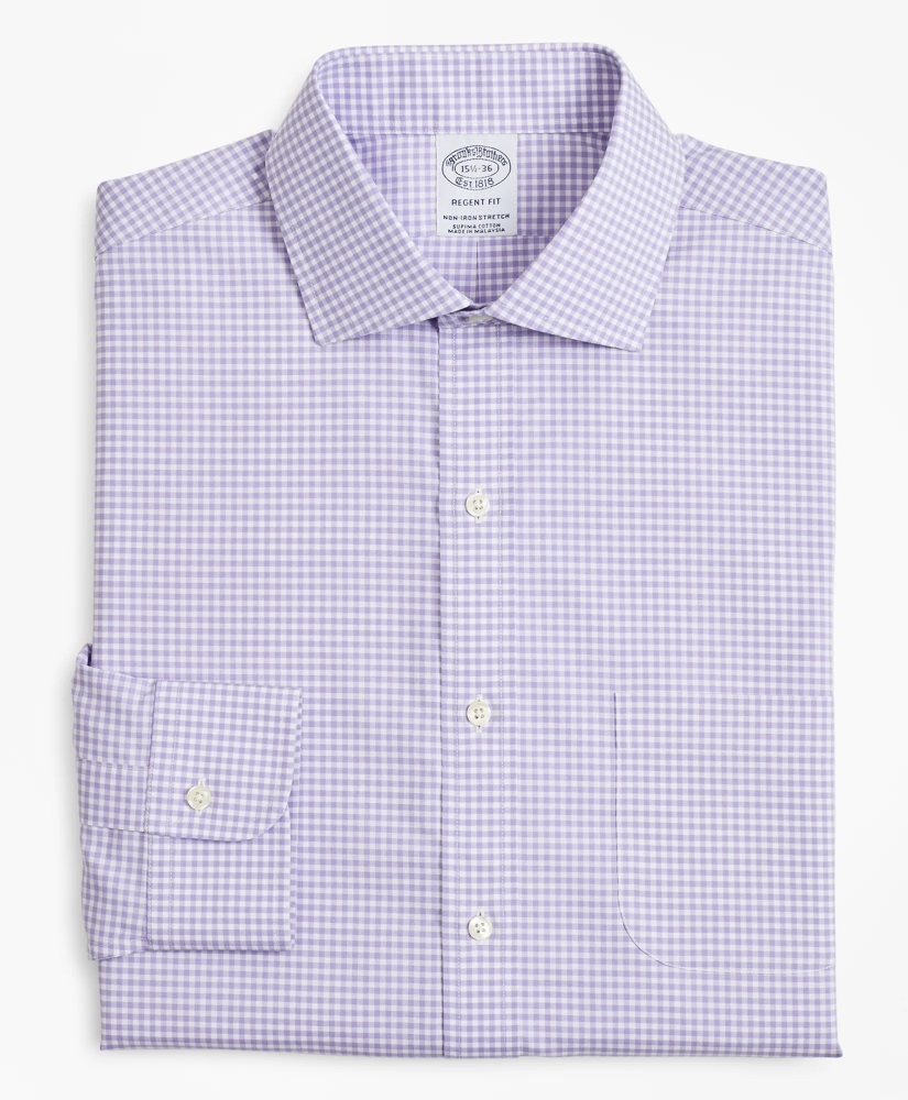 Stretch Regent Regular-Fit  Dress Shirt, Non-Iron Poplin English Collar Gingham, image 4