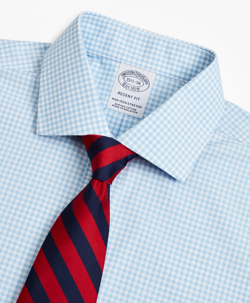 Stretch Regent Regular-Fit  Dress Shirt, Non-Iron Poplin English Collar Gingham, image 2