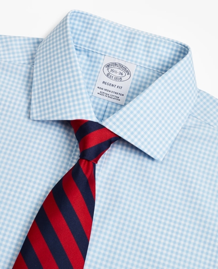Stretch Regent Regular-Fit  Dress Shirt, Non-Iron Poplin English Collar Gingham, image 2
