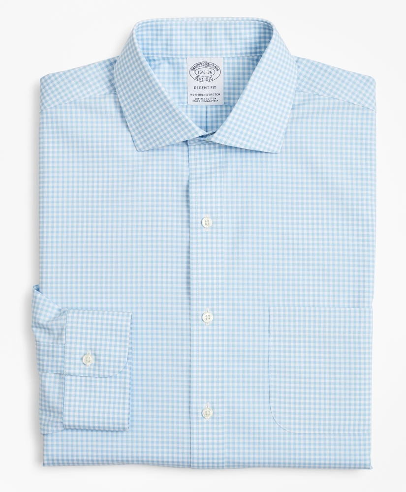 Stretch Regent Regular-Fit  Dress Shirt, Non-Iron Poplin English Collar Gingham, image 4