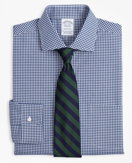 Stretch Regent Regular-Fit  Dress Shirt, Non-Iron Poplin English Collar Gingham, image 1