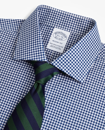 Stretch Regent Regular-Fit  Dress Shirt, Non-Iron Poplin English Collar Gingham, image 2