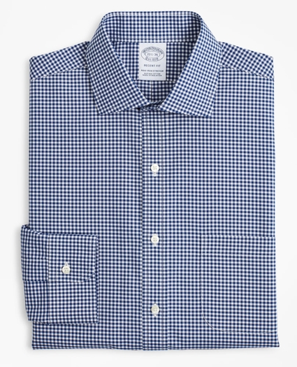 Stretch Regent Regular-Fit  Dress Shirt, Non-Iron Poplin English Collar Gingham, image 4