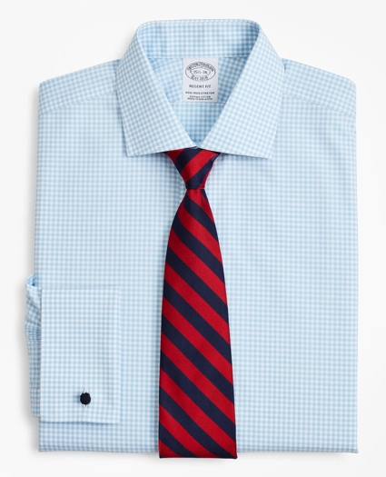 Stretch Regent Regular-Fit  Dress Shirt, Non-Iron Poplin English Collar French Cuff Gingham, image 1