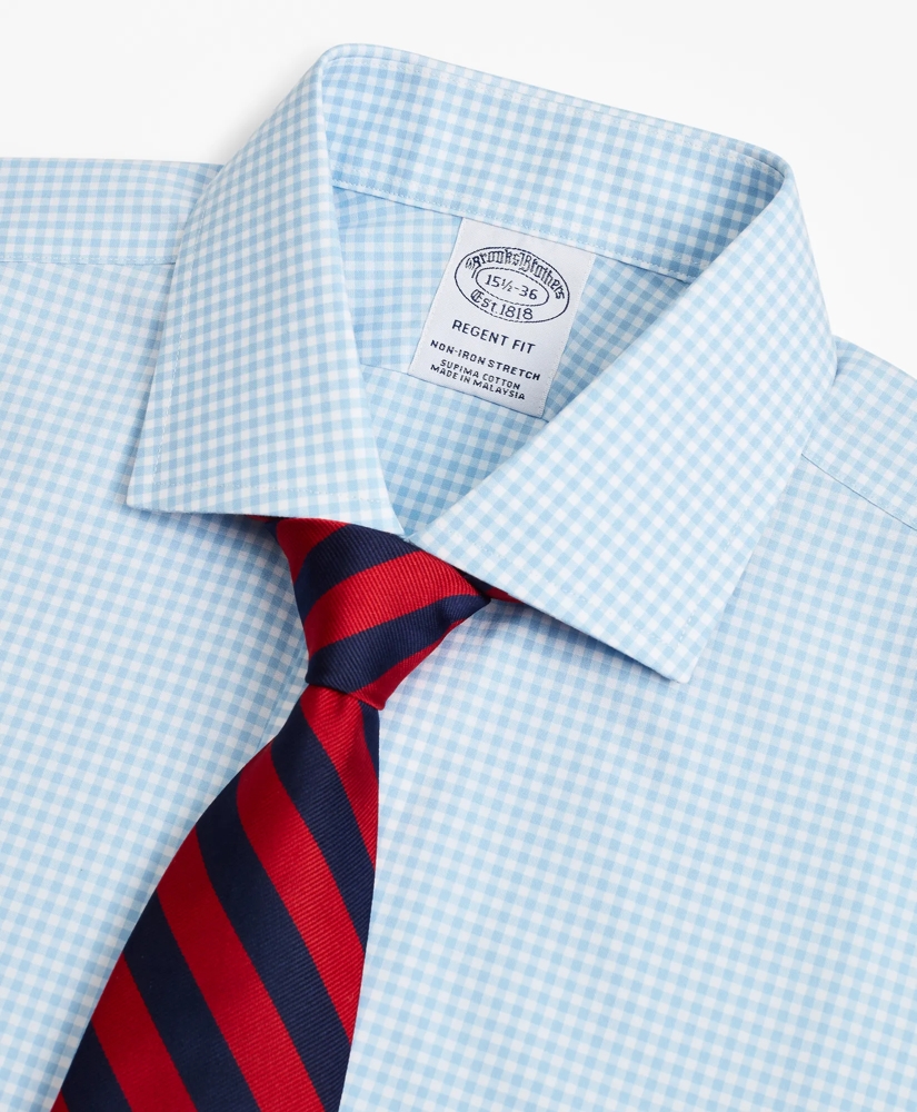 Stretch Regent Regular-Fit  Dress Shirt, Non-Iron Poplin English Collar French Cuff Gingham, image 2