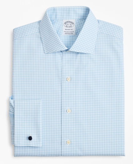 Stretch Regent Regular-Fit  Dress Shirt, Non-Iron Poplin English Collar French Cuff Gingham, image 4