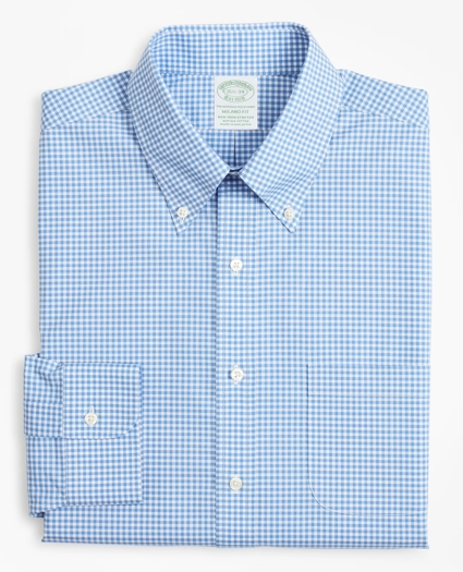 Stretch Milano Slim-Fit Dress Shirt, Non-Iron Poplin Button-Down Collar Gingham, image 4