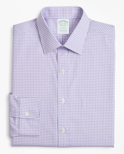 Stretch Milano Slim-Fit Dress Shirt, Non-Iron Poplin Ainsley Collar Gingham, image 4