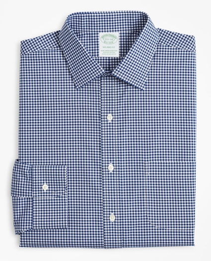 Stretch Milano Slim-Fit Dress Shirt, Non-Iron Poplin Ainsley Collar Gingham, image 4