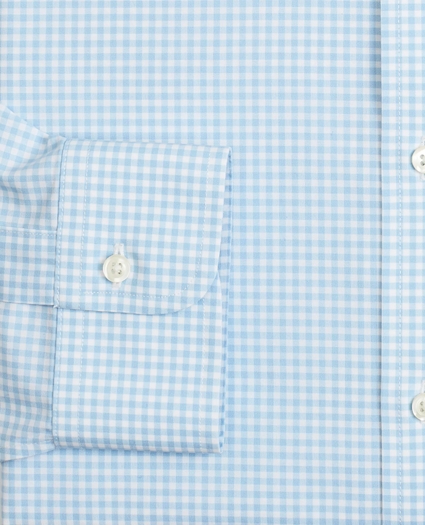 Stretch Milano Slim-Fit Dress Shirt, Non-Iron Poplin English Collar Gingham, image 3