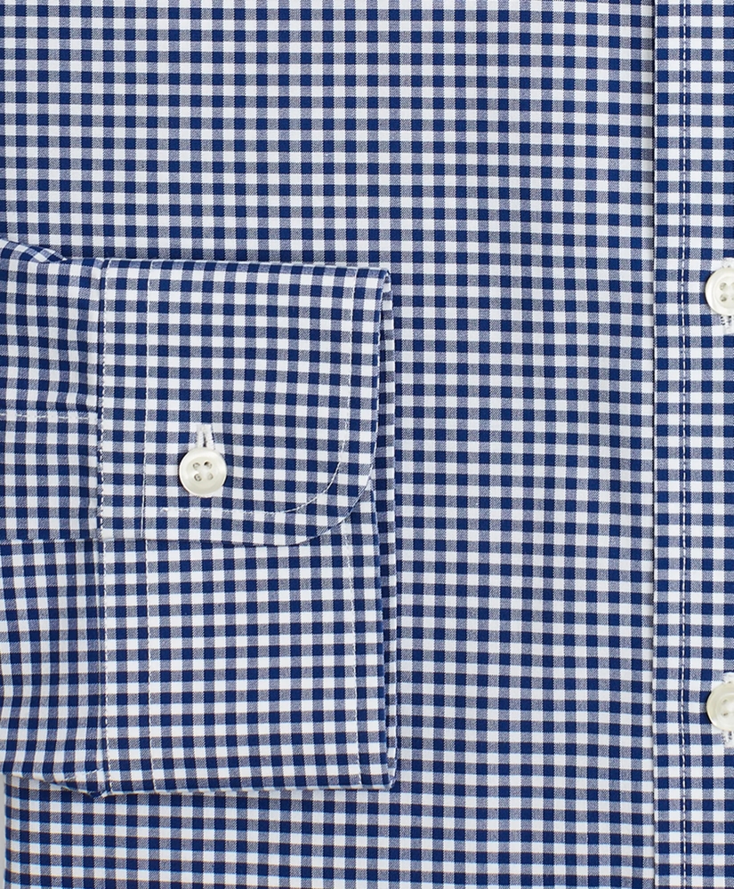 Stretch Milano Slim-Fit Dress Shirt, Non-Iron Poplin English Collar Gingham, image 3