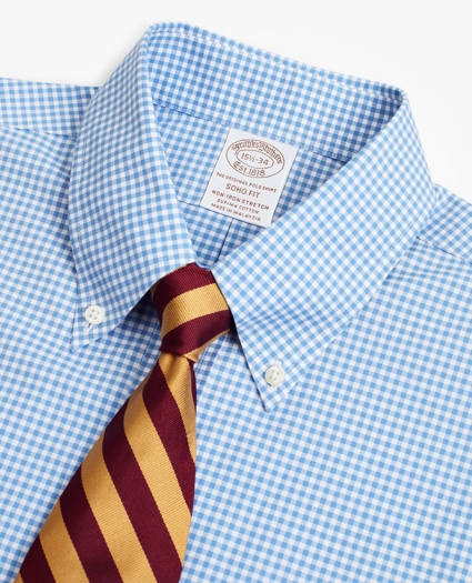 Stretch Soho Extra-Slim-Fit Dress Shirt, Non-Iron Poplin Button-Down Collar Gingham, image 2