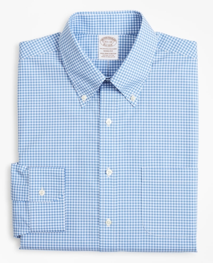 Stretch Soho Extra-Slim-Fit Dress Shirt, Non-Iron Poplin Button-Down Collar Gingham, image 4