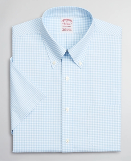 Stretch Madison Relaxed-Fit Dress Shirt, Non-Iron Poplin Short-Sleeve Gingham, image 4