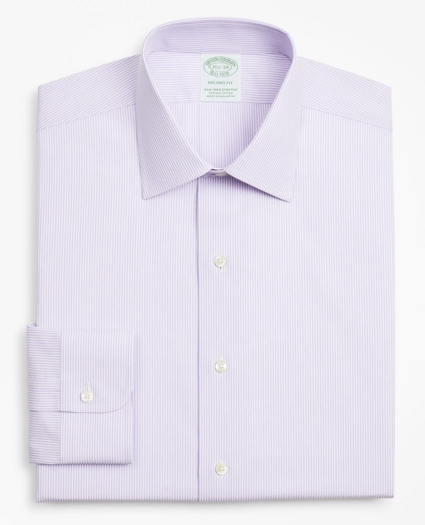 Stretch Milano Slim-Fit Dress Shirt, Non-Iron Poplin Ainsley Collar Fine Stripe, image 4