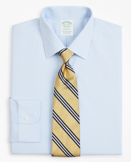 Stretch Milano Slim-Fit Dress Shirt, Non-Iron Poplin Ainsley Collar Fine Stripe, image 1