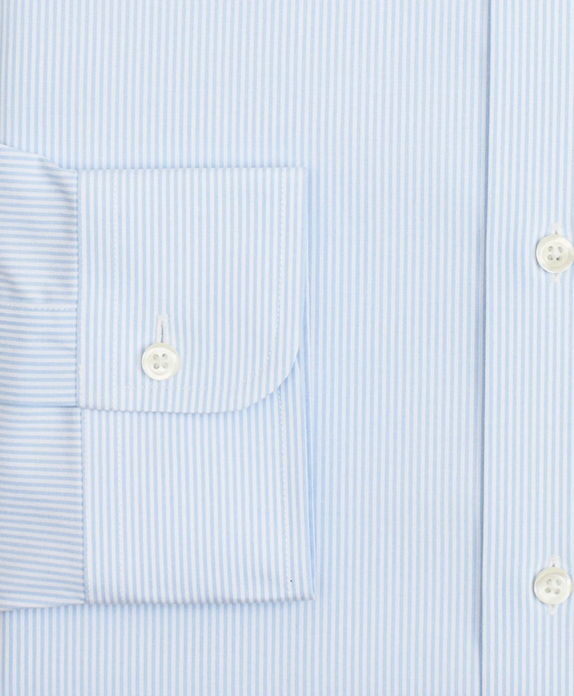 Stretch Milano Slim-Fit Dress Shirt, Non-Iron Poplin English Collar Fine Stripe, image 3