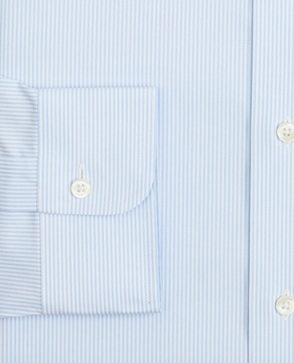 Stretch Milano Slim-Fit Dress Shirt, Non-Iron Poplin English Collar Fine Stripe, image 3