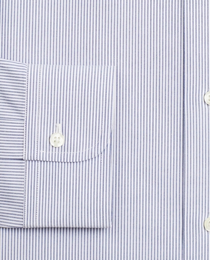 Stretch Milano Slim-Fit Dress Shirt, Non-Iron Poplin English Collar Fine Stripe, image 3