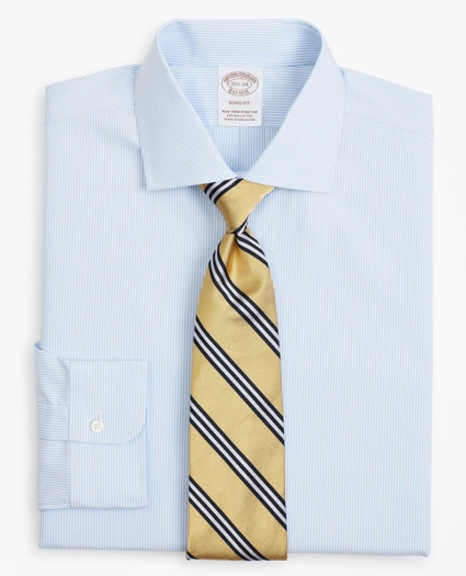Stretch Soho Extra-Slim-Fit Dress Shirt, Non-Iron Poplin English Collar Fine Stripe, image 1