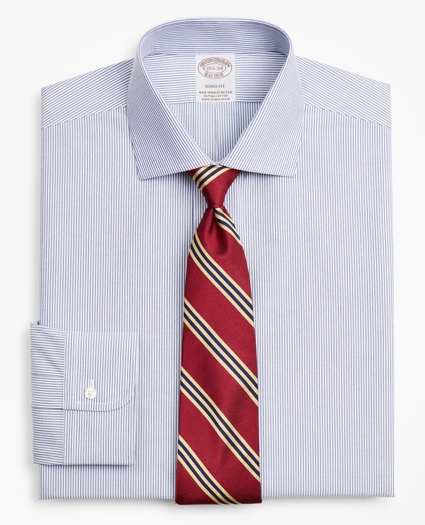 Stretch Soho Extra-Slim-Fit Dress Shirt, Non-Iron Poplin English Collar Fine Stripe, image 1