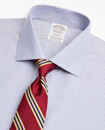 Stretch Soho Extra-Slim-Fit Dress Shirt, Non-Iron Poplin English Collar Fine Stripe, image 2