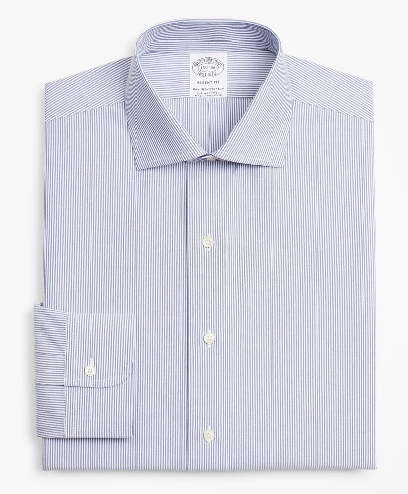 Stretch Soho Extra-Slim-Fit Dress Shirt, Non-Iron Poplin English Collar Fine Stripe, image 4