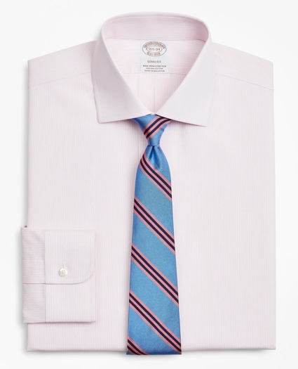Stretch Soho Extra-Slim-Fit Dress Shirt, Non-Iron Poplin English Collar Fine Stripe, image 1