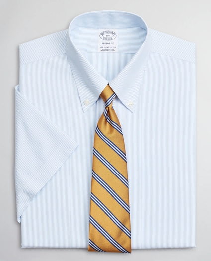 Stretch Regent Regular-Fit Dress Shirt, Non-Iron Poplin Short-Sleeve Fine Stripe, image 1