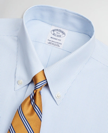 Stretch Regent Regular-Fit Dress Shirt, Non-Iron Poplin Short-Sleeve Fine Stripe, image 2