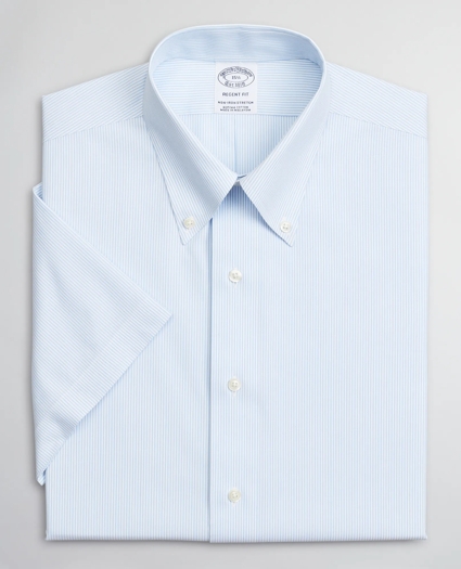 Stretch Regent Regular-Fit Dress Shirt, Non-Iron Poplin Short-Sleeve Fine Stripe, image 4